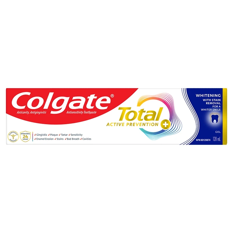 Total Prevention Active Plus Gel Dentifrice Blanchissant avec Élimination des Taches, Menthe