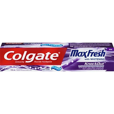Colgate Max Fresh Knockout Toothpaste with Mini Breath Strips, Mint Fusion, 150 mL