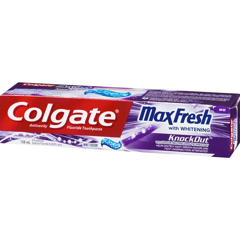 Dentifrice Colgate MaxFrais Knockout avec minipellicules fraîches, Fusion de menthe  150 mL