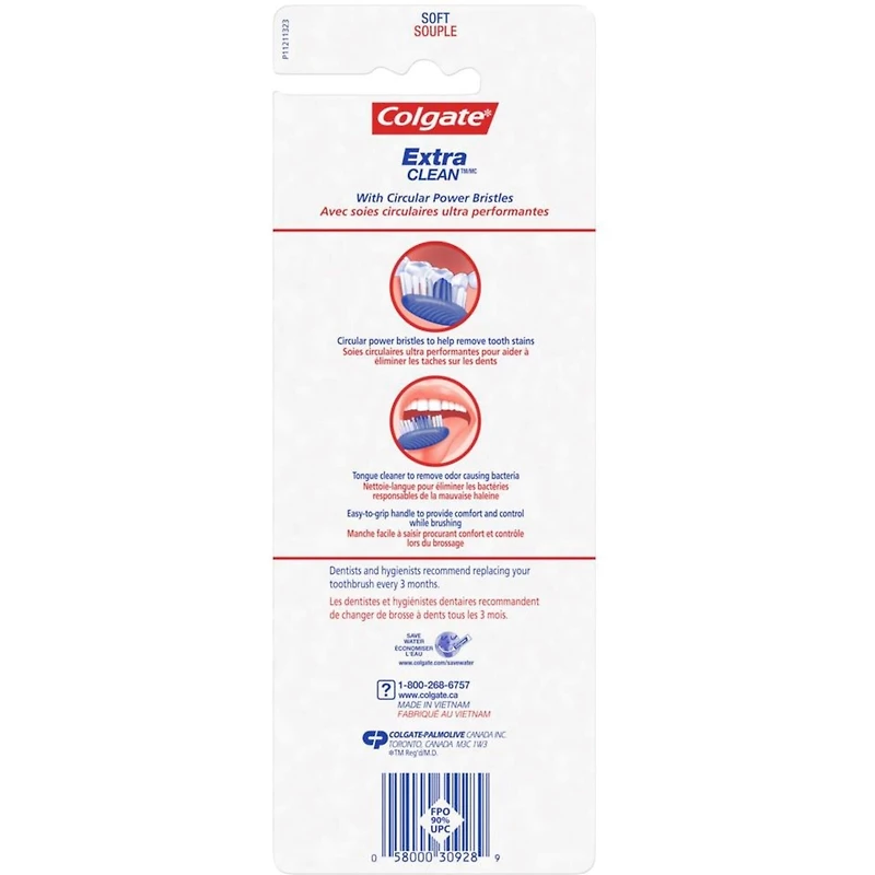 Paquet écono de 4 brosses à dents souples Colgate Extra Clean
