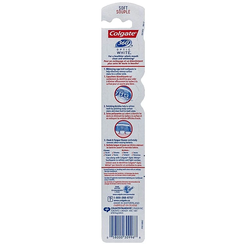 Brosse à dents souple Colgate 360 Optic White