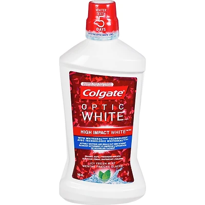 Colgate Optic White Icy Fresh Mint Alcohol Free Mouthwash, 946 mL