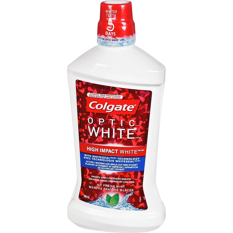 Colgate Optic White Icy Fresh Mint Alcohol Free Mouthwash, 946 mL