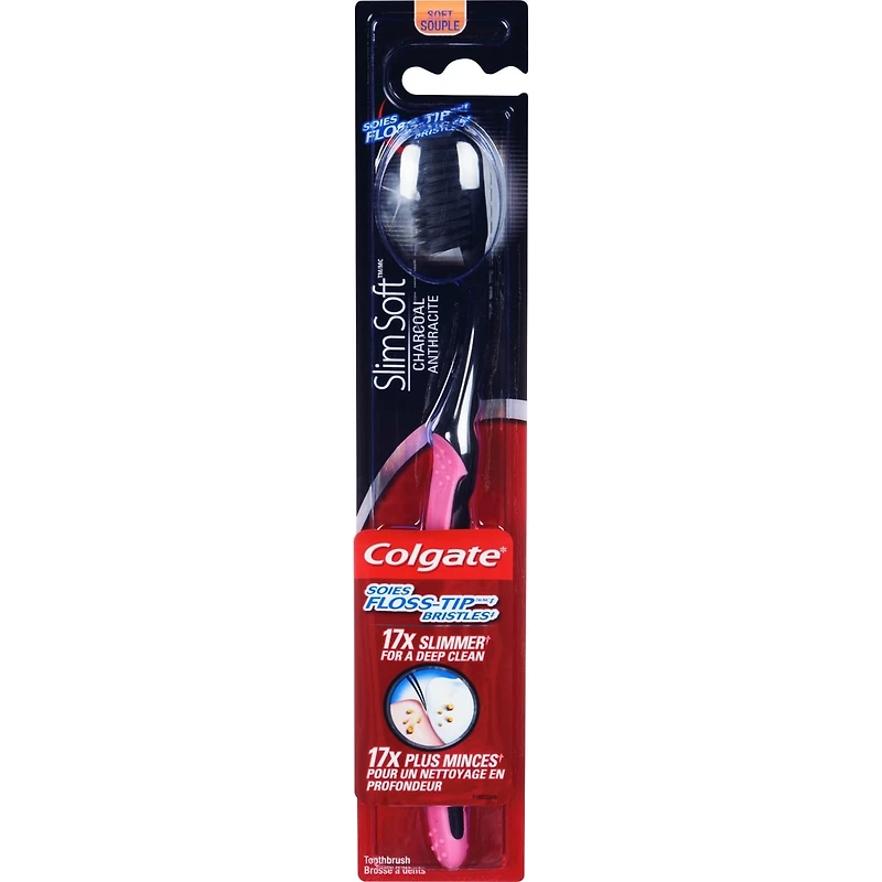 Brosse à dents souple Colgate Slim Soft Anthracite à tête compacte