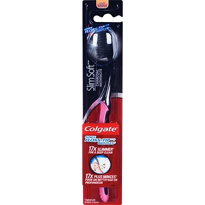 Brosse à dents souple Colgate Slim Soft Anthracite à tête compacte