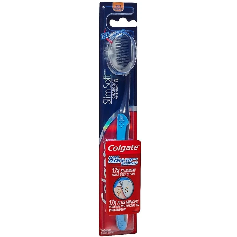 Brosse à dents souple Colgate Slim Soft Anthracite à tête compacte