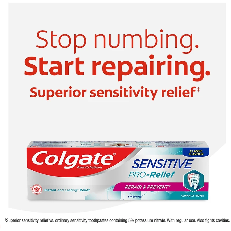 Dentifrice Colgate Sensitive Pro-Relief Réparation et prévention - Formule en pâte 75 mL