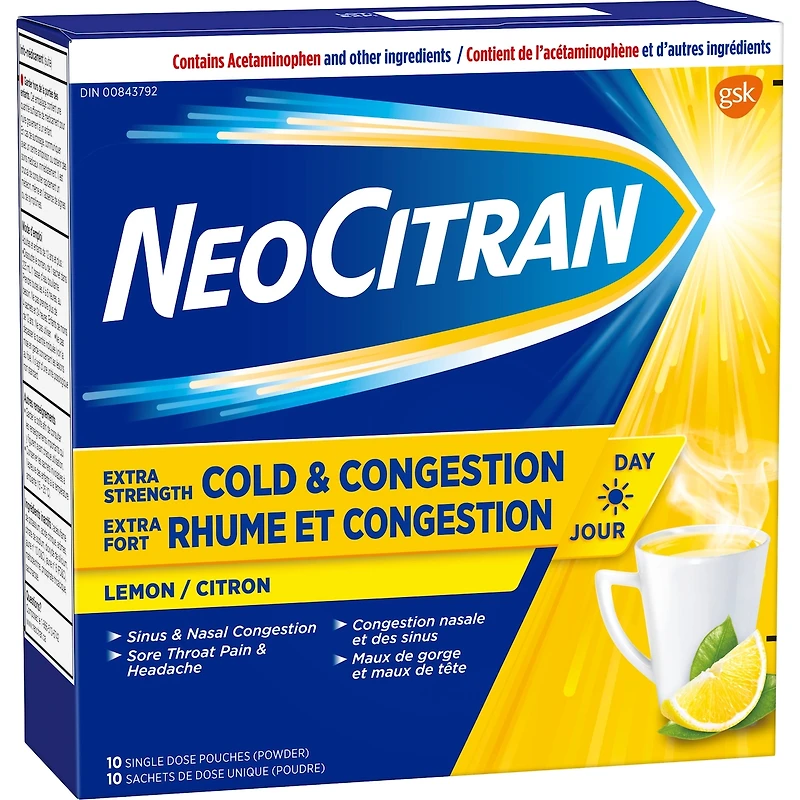 NeoCitran Extra Fort Rhume et congestion Sans somnolence – Citron