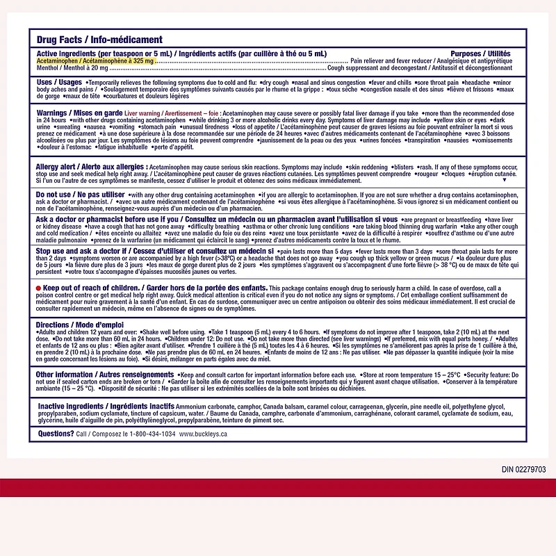 SIROP BUCKLEY'S Complet