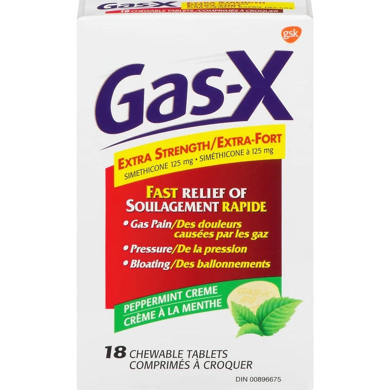 Gas-X extra fort, 18 unités, menthes