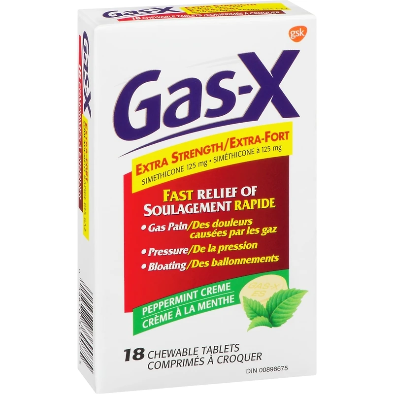 Gas-X extra fort, 18 unités, menthes