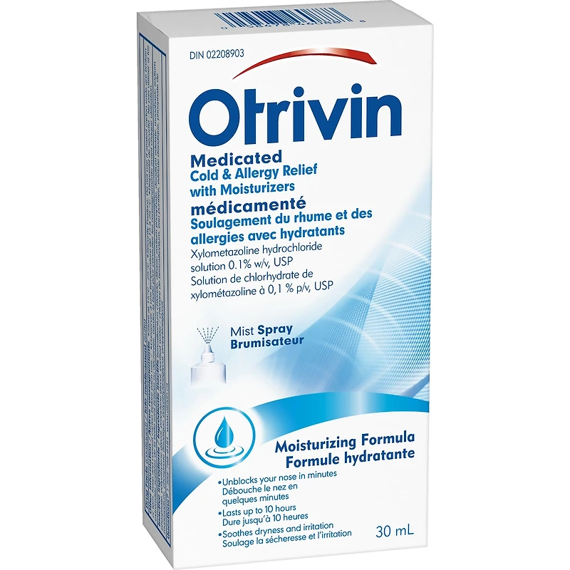 OTRIVIN Soulagement due rhume et des allergies avec hydrants.  Vaporisateur