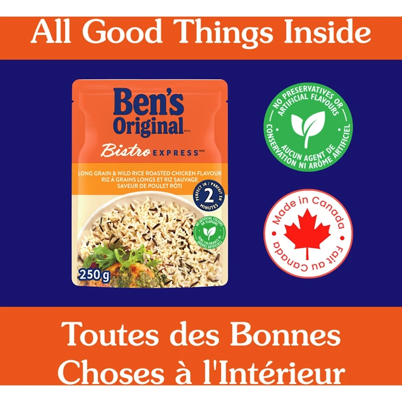 Riz d'accompagnement riz à grains longs et riz sauvage saveur de poulet rôti