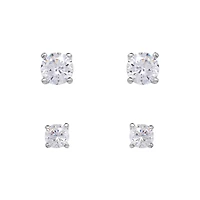 Sterling Silver Duo Crystal Stud Earring