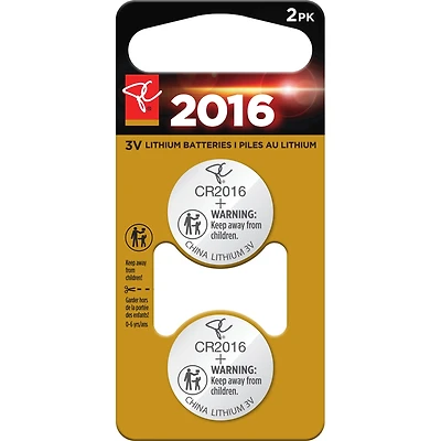 Paquet de 2 piles pour montre au lithium 2016