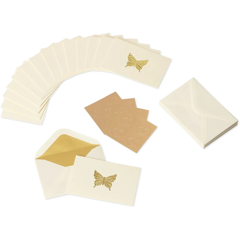Papyrus Blank Cards with Envelopes, Gold Butterfly