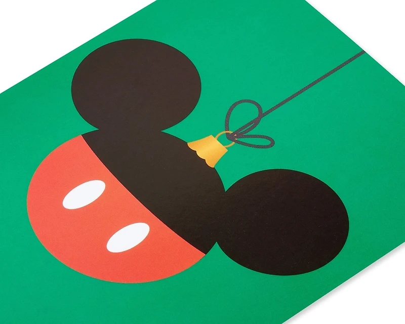 Boîte de cartes de Noël Disney Papyrus avec enveloppes, le plus joyeux et le plus heureux, ornement Mickey sans paillettes (20 unités)