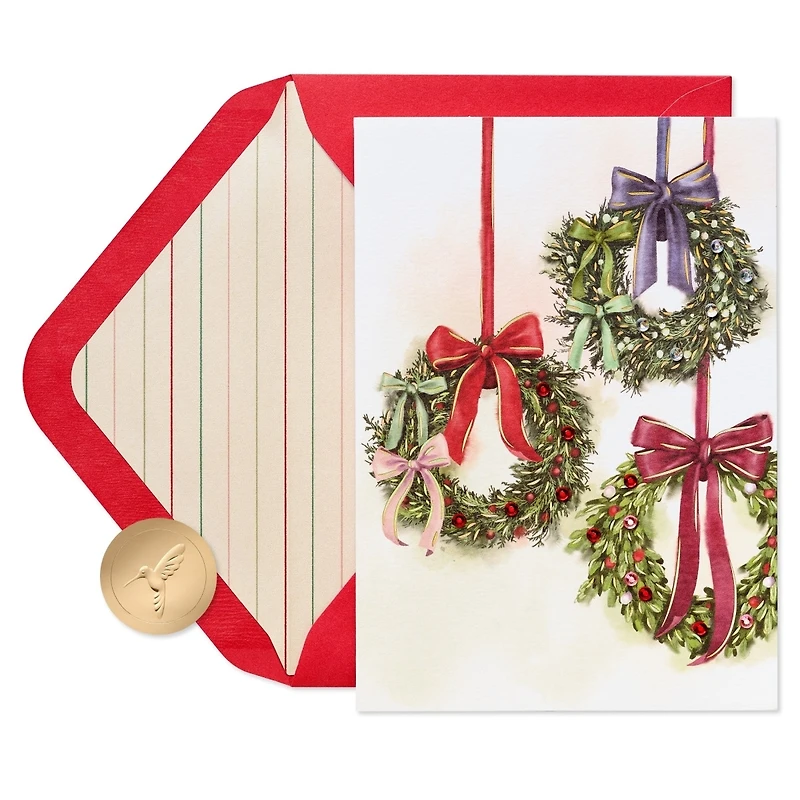 Carte de Noël Papyrus pour tous, Couronnes suspendues