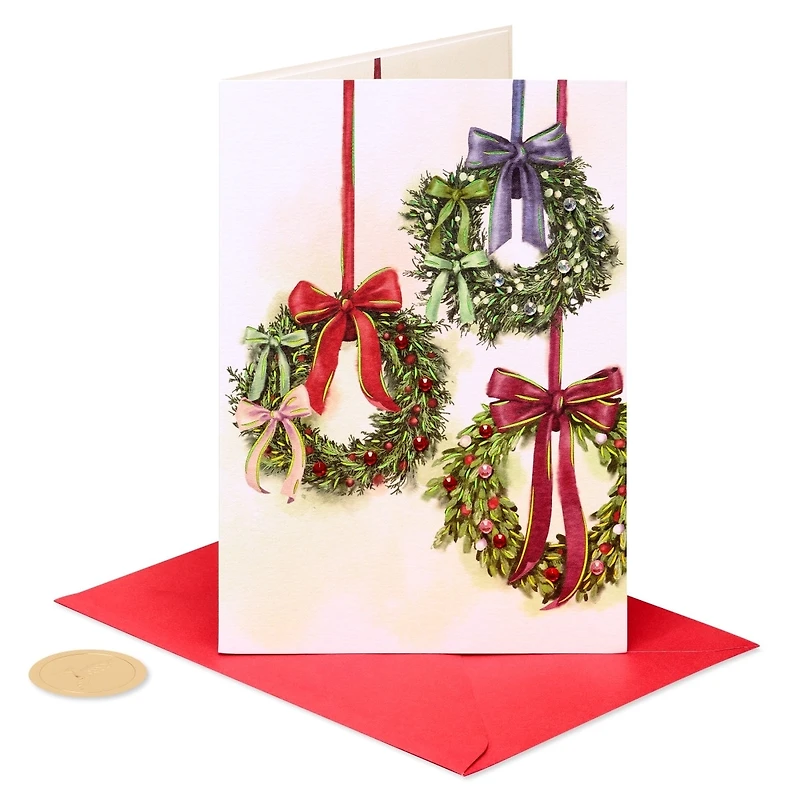 Carte de Noël Papyrus pour tous, Couronnes suspendues