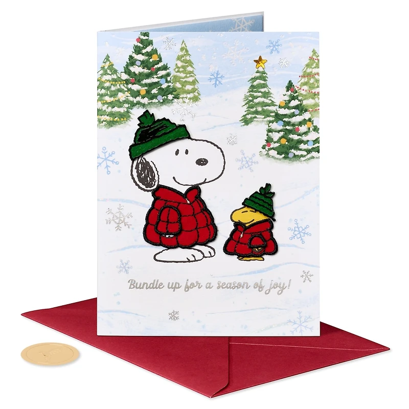 Carte de Noël Papyrus Peanuts pour tous, Snoopy et Woodstock