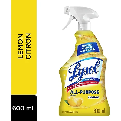 Nettoyant tout usage Lysol, Vaporisateur, citron, nettoyage et rafraîchissement puissants, 650 ml