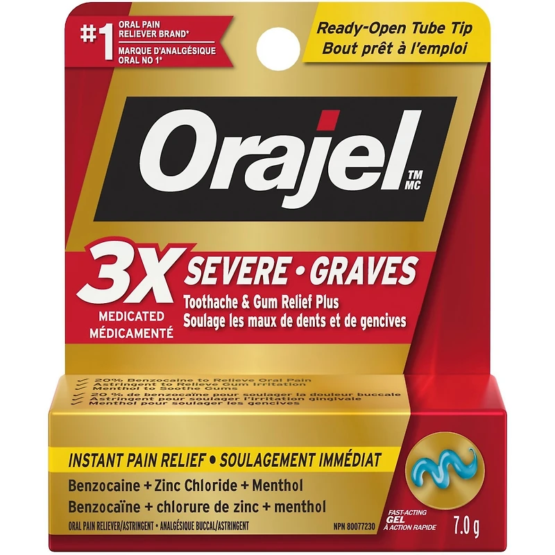 Gel 3X Graves Pour Soulagement Des Maux De Dents Et De Gencives