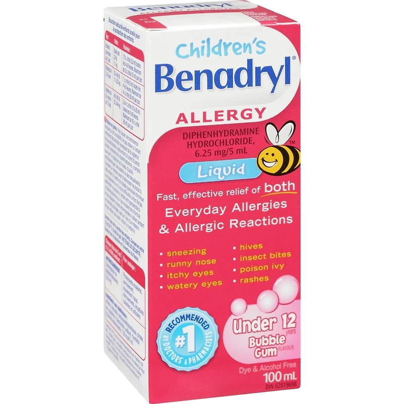 Médicament liquide contre les allergies, pour enfants, gomme à bulles