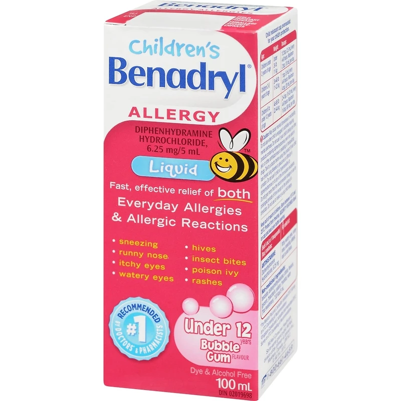 Médicament liquide contre les allergies, pour enfants, gomme à bulles