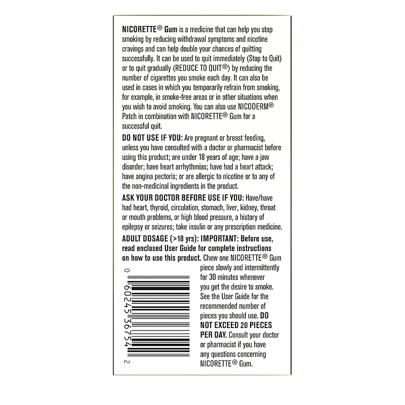 Gomme à mg de nicotine