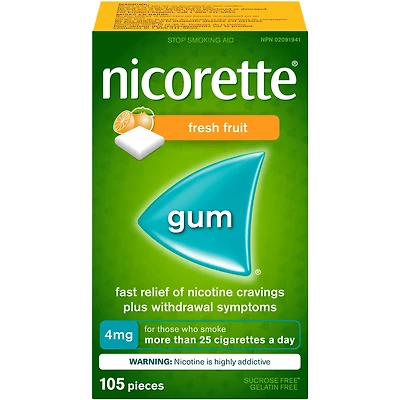 Nicotine Gum, 4 mg, Fresh Fruit Flavour