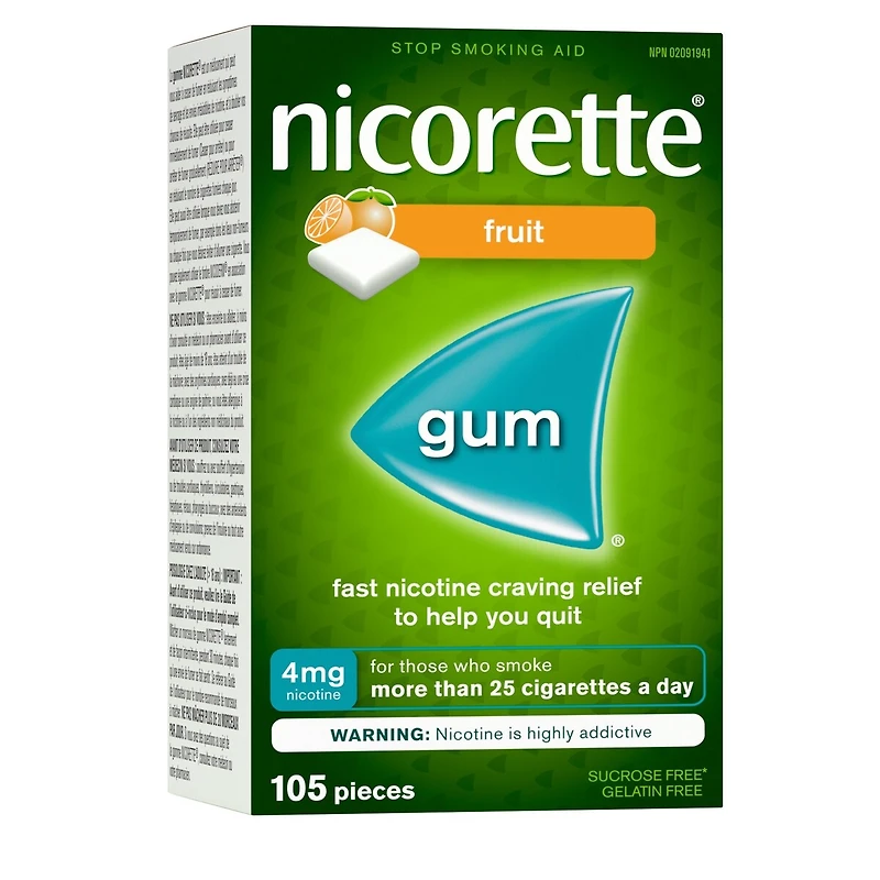 Nicotine Gum, 4 mg, Fresh Fruit Flavour
