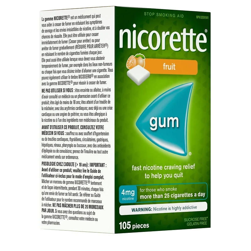 Nicotine Gum, 4 mg, Fresh Fruit Flavour