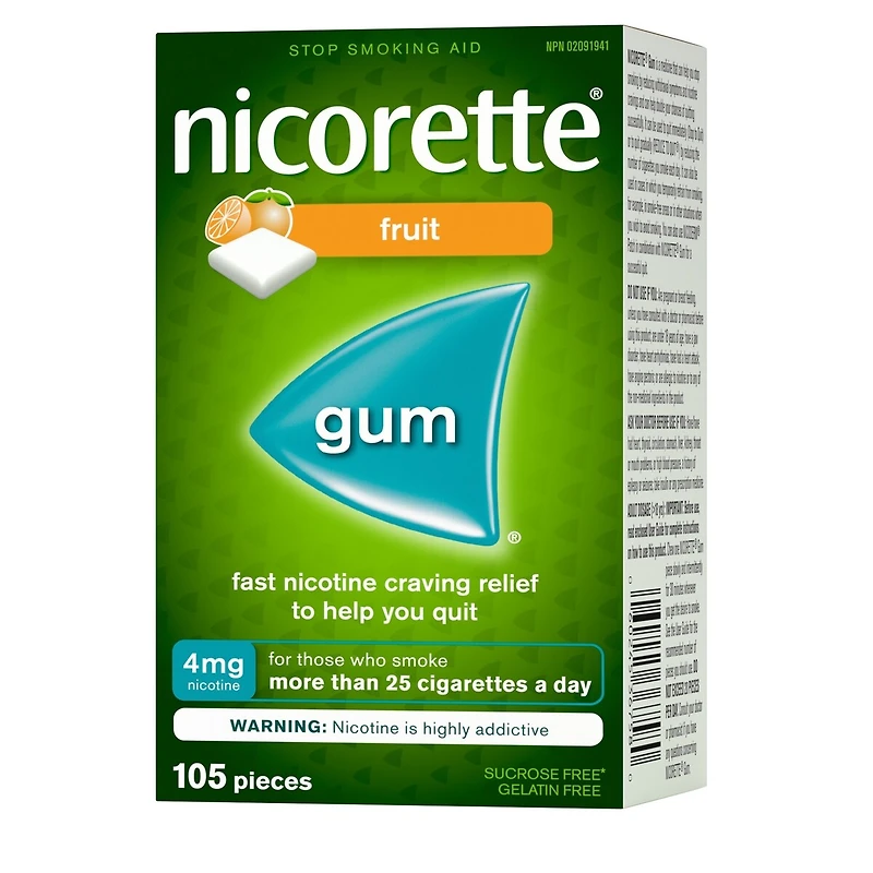 Nicotine Gum, 4 mg, Fresh Fruit Flavour