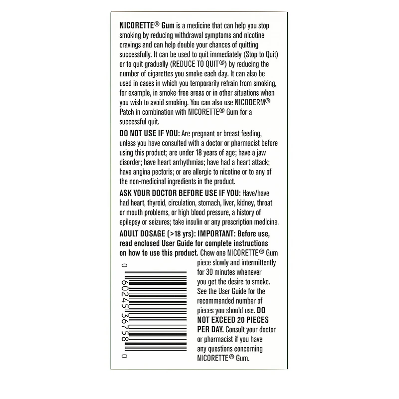 Nicotine Gum, 4 mg, Fresh Fruit Flavour