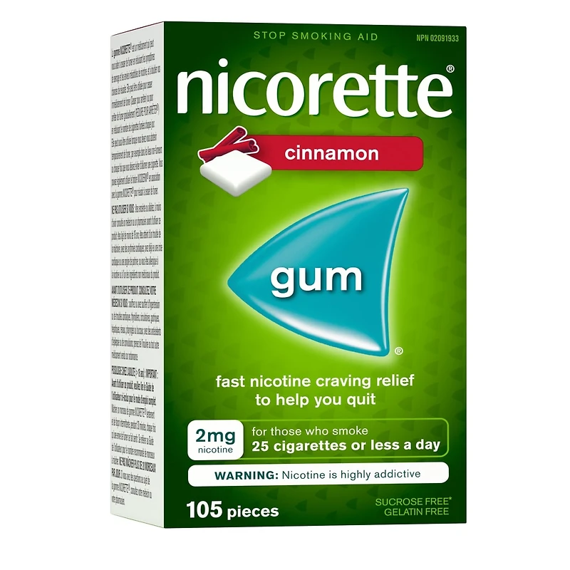 Nicotine Gum, 2 mg, Cinnamon