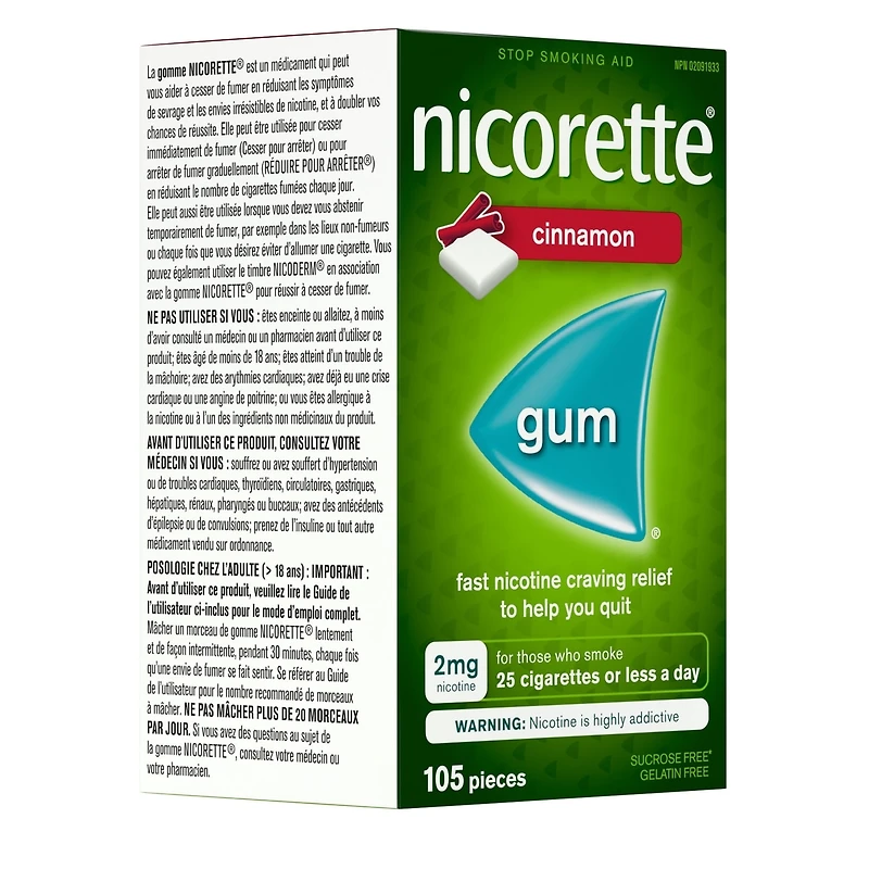 Nicotine Gum, 2 mg, Cinnamon