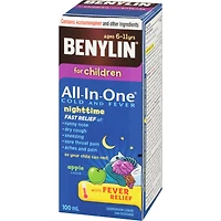 Sirop Tout-en-un Rhume et fièvre, Nuit, pour enfants, pomme