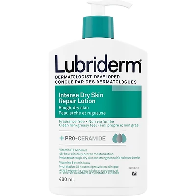 Intense Dry Skin Repair Lotion, Vitamin E, Minerals, Pro-ceramide, Dry Skin Moisturizer, Hypoallergenic, Fragrance Free