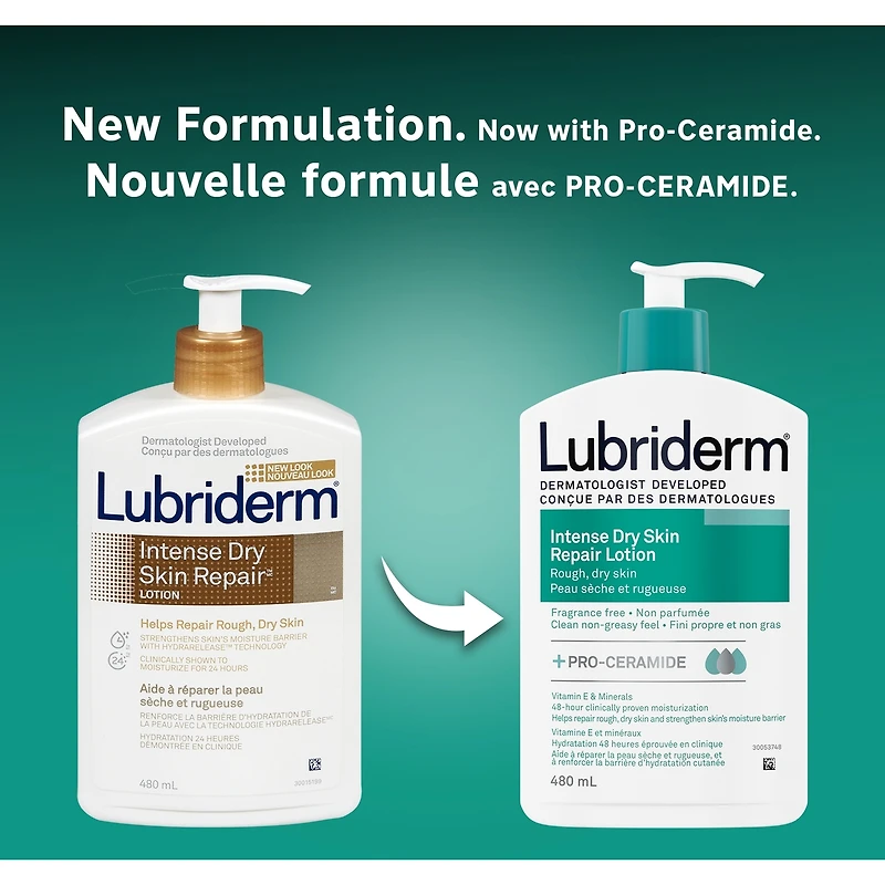Intense Dry Skin Repair Lotion, Vitamin E, Minerals, Pro-ceramide, Dry Skin Moisturizer, Hypoallergenic, Fragrance Free