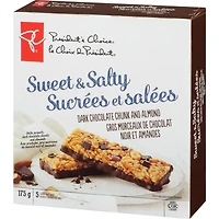 Barres granola sucrées et salées au chocolat noir et aux amandes