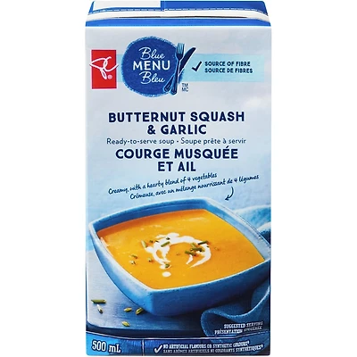 Soupe prête à servir à la courge musquée et ail