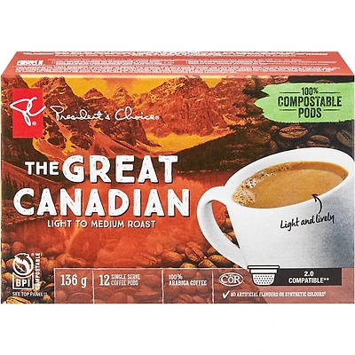 The Great Canadian Light to Medium Roast Single Serve Coffee Pods