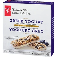 Barres granola enrobées de yogourt grec, bleuets