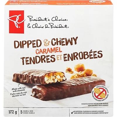 Dipped & Chewy Caramel Granola Bars