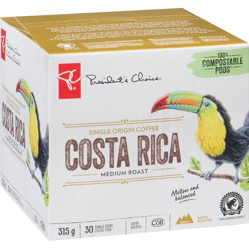 Costa Rica Single Origin Medium Roast Single Serve Coffee Pods