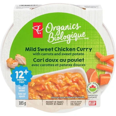 Plat Cari doux au poulet avec carottes et patates douces