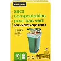 Sacs compostables pour bac vert pour déchets organiques 46,5 l