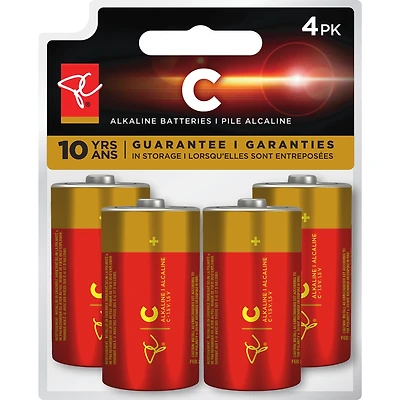 Long Life Alkaline Batteries C 4-Pack