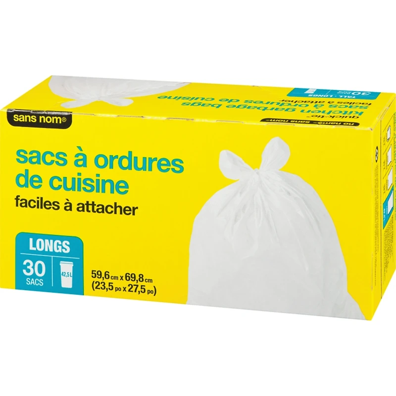 Sacs à ordures de cuisine faciles à attacher, longs