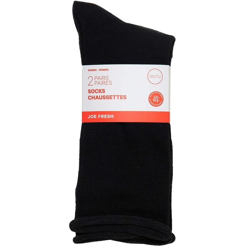 Women roll top crew , Blk